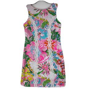 Lilly Pulitzer For Target Womens Dress Size 2 Nosey Posey Neon Pink Floral Shift